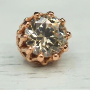 SET of TWO Anatometal 18kt Rose Gold Champange CZ King Threadless Ends 4mm